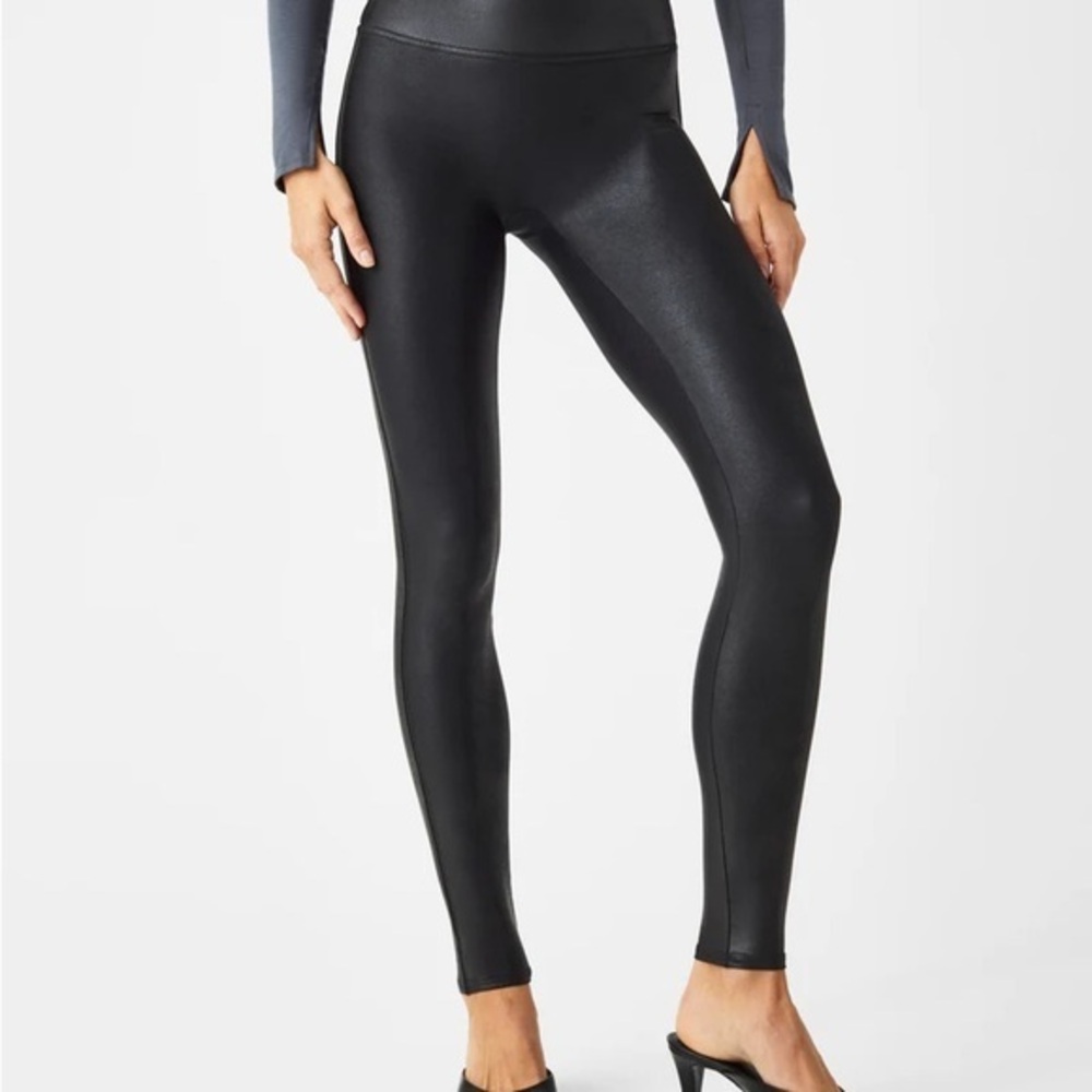 SPANX “SpanxShape” Faux Leather Black Leggings